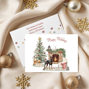 Gelukkig Pawlidays Hond Design- Dobermann Pinscher Feestdagen Kaart