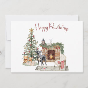 Gelukkig Pawlidays Hond Design- Dog Great Dane Feestdagenkaart