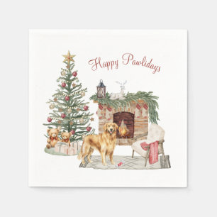 Gelukkig Pawlidays Hond Design- Goud Retriever Servet