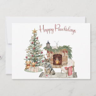 Gelukkig Pawlidays Hond Design- Husky Feestdagenkaart