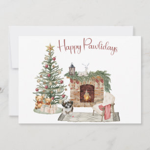 Gelukkig Pawlidays Hond Design- Shih Tzu Feestdagenkaart