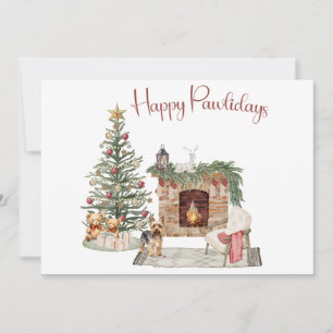 Gelukkig Pawlidays Hond Design- Yorkie Feestdagenkaart