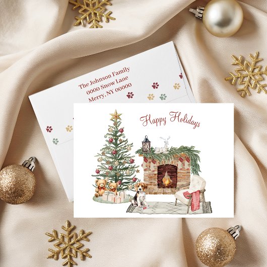 Gelukkig Pawlidays Hondenontwerp- Beagle Feestdagen Kaart