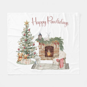 Gelukkig Pawlidays Hondenontwerp- Maltese Fleece Deken
