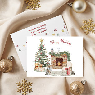 Gelukkig Pawlidays Hondenontwerp - Pomeranian Feestdagen Kaart