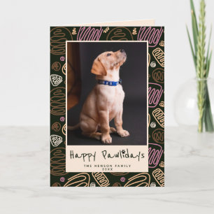 Gelukkig Pawlidays Roze Zwart Eén Lijn Hond Foto Feestdagen Kaart