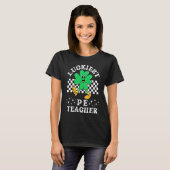 Gelukkig PE Teacher Retro Gecontroleerd Shamrock S T-shirt (Voorkant volledig)