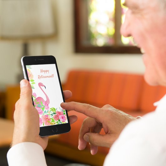 Gelukkig Pensioen Aquarel Flamingo Met Bloemen Kaart