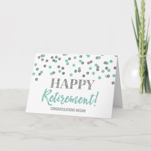 Gelukkig pensioen Gefeliciteerd Turquoise Silver Kaart (Voorkant)
