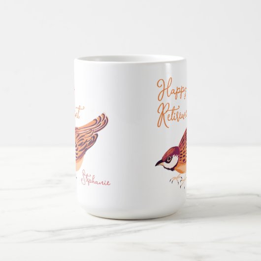 Gelukkig pensioen gepersonaliseerde mussen koffiemok (Center)