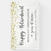 Gelukkig Pensioen Gouden Confetti Script Persoonli Spandoek (Verticaal)