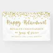 Gelukkig Pensioen Gouden Confetti Script Persoonli Spandoek (Horizontaal)