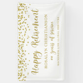 Gelukkig Pensioen Gouden Confetti Script Persoonli Spandoek (Verticaal)