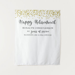 Gelukkig Pensioen Gouden Confetti Script Persoonli Wandkleed