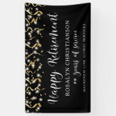 Gelukkig Pensioen Gouden Confetti Slierten Script Spandoek (Verticaal)