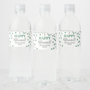 Gelukkig Pensioen Groen Zilver Confetti Waterfles Etiket
