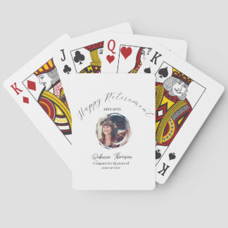 Gelukkig pensioen jaar naam cirkel foto gepensione pokerkaarten