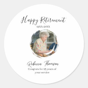 Gelukkig pensioen jaar naam cirkel foto gepensione ronde sticker