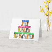 Gelukkig Pensioen Leraar Cartoon Katten Kaart (Gele Bloem)