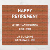 Gelukkig Pensioen Medewerker Red Brick Constructio Bier Etiket (Enkel label)