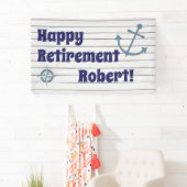 Gelukkig pensioen met nautisch anker spandoek (Insitu)