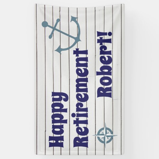 Gelukkig pensioen met nautisch anker spandoek (Verticaal)