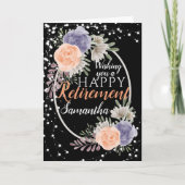 Gelukkig Pensioen Pioenroos Bloem Zwart Kaart (Voorkant)