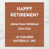 Gelukkig Pensioen Red Brick Construction Medewerke Wijn Etiket (Enkel label)