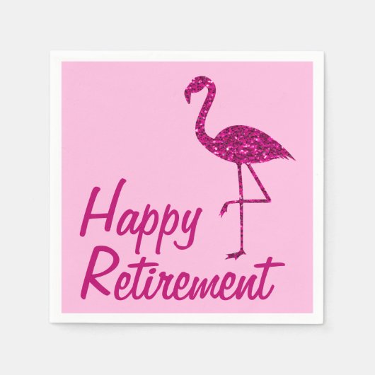 Gelukkig pensioen sparkly roze flamingo Papier Servet (Voorkant)