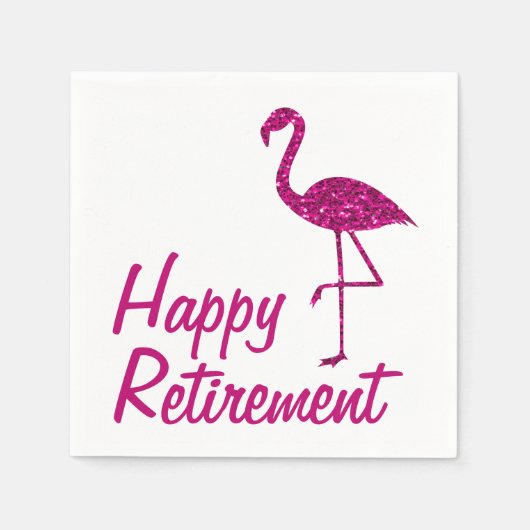 Gelukkig pensioen sparkly roze flamingo Papier Servet (Voorkant)