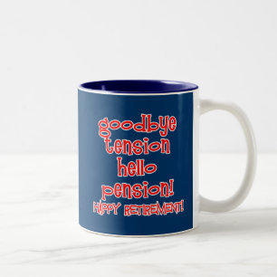 Gelukkig pensioen! Tshirts en retiree Gifts Tweekleurige Koffiemok
