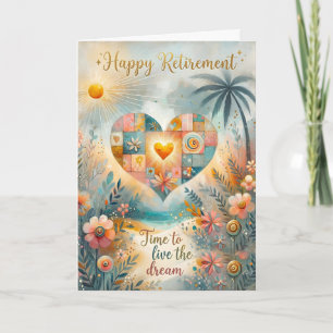 Gelukkig Pensioen Whimsical Hart Bloemrijke Groet Feestdagen Kaart