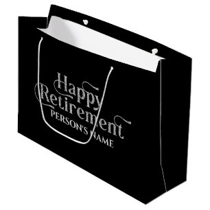 Gelukkig Pensioen Witte Glitterige Retro Typografi Groot Cadeauzakje