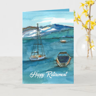 Gelukkig Pensioen Zeilboot Felicitaties Kaart