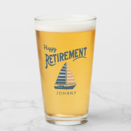 Gelukkig pensioen zeilboot glas