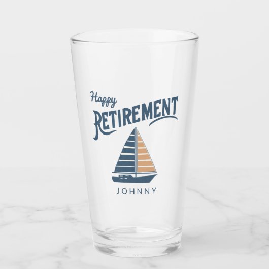 Gelukkig pensioen zeilboot glas (Voorkant)