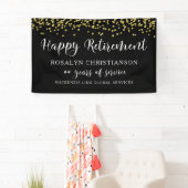 Gelukkig Pensioen Zwarte Goud Confetti Script Spandoek (Insitu)
