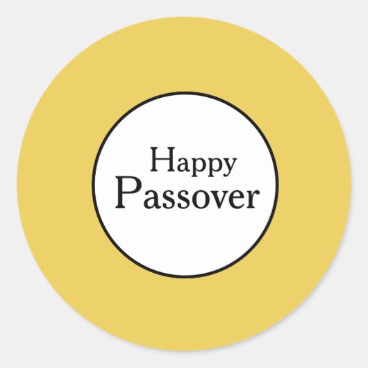 Gelukkig Pesach Geel Witte Ronde Sticker (Voorkant)