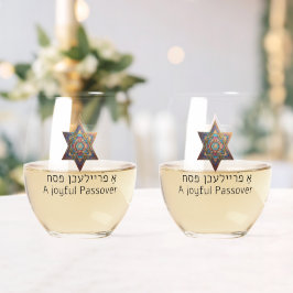 Gelukkig Pesach Ster van David Wijnglas Zonder Voet