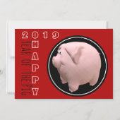 Gelukkig PiG Jaar 2019 3D Kies Kleur 1 Magnetisch  Magnetische Uitnodiging (Voorkant)