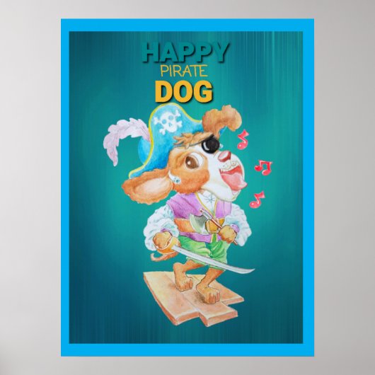 Gelukkig Piratenhond Poster  (Voorkant)