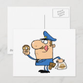 Gelukkig politieagent die Donut eet Briefkaart (Voorkant / Achterkant)