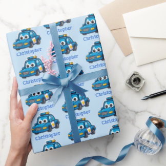 Gelukkig Politieauto, Persoonlijke Peuter  Cadeaupapier