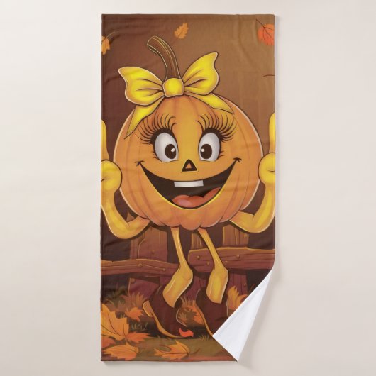 Gelukkig pompoen. badhanddoek (Badhanddoek)