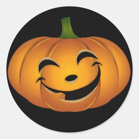 Gelukkig Pompoen Gezicht voor Halloween Fun Ronde Sticker (Voorkant)