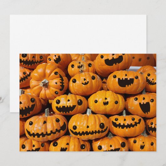 Gelukkig Pompoenen Halloween Herfstseizoen Feestdagenkaart (Voorkant / Achterkant)