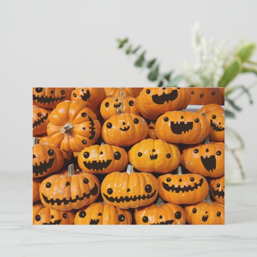 Gelukkig Pompoenen Halloween Herfstseizoen Feestdagenkaart (Staand voorkant)