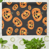 Gelukkig pompoengezicht | Halloween Theedoek (Gevouwen)