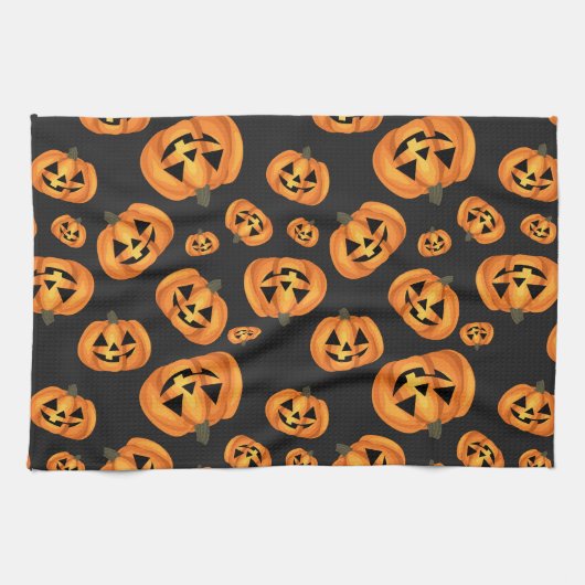 Gelukkig pompoengezicht | Halloween Theedoek (Horizontaal)