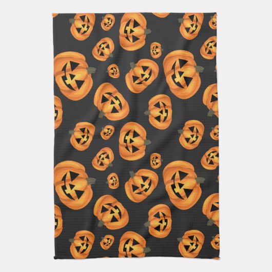 Gelukkig pompoengezicht | Halloween Theedoek (Verticaal)